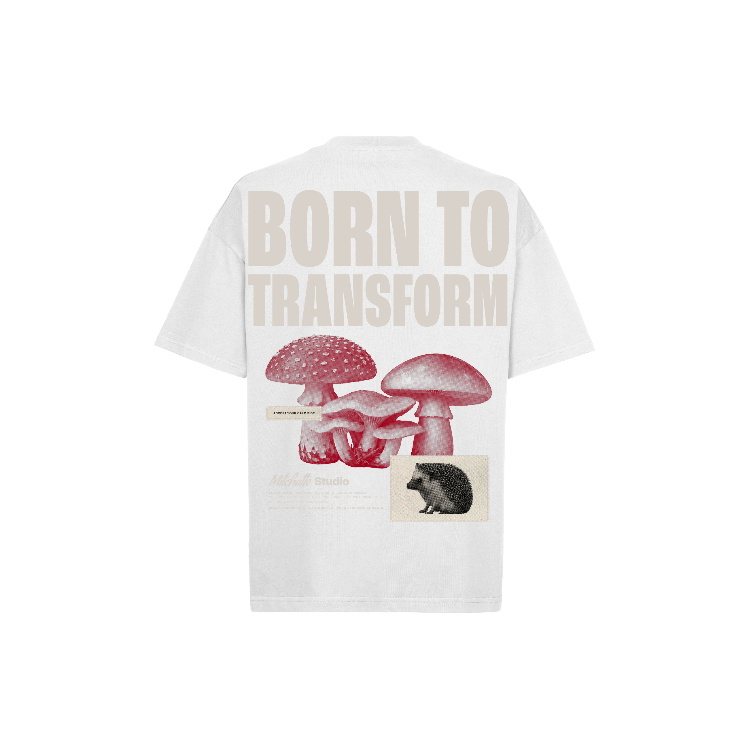 Hedgehog and mushrooms (White)